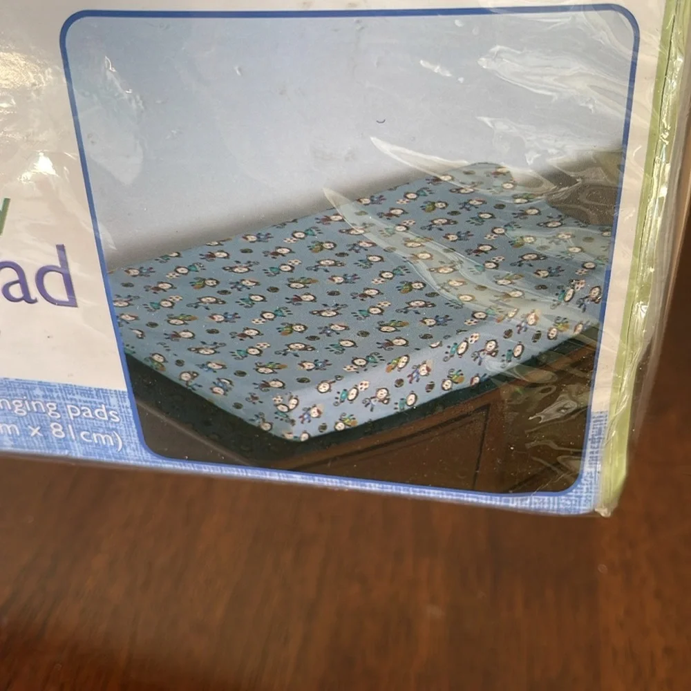 Summer Changing Pad Cover Team Monkey Football Baseball Baby Nursery Blue NEW
